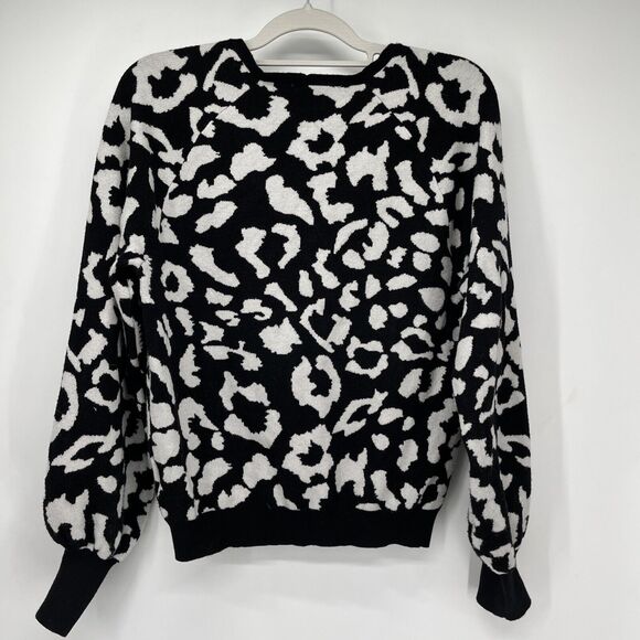 Philosophy Sweater Womens Medium Black Ikat Animal Print Bell Sleeves Pullover - Picture 7 of 8